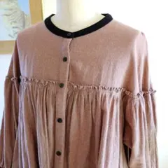 サマンサモスモス　SM2 配色ギャザーブラウス　モカ