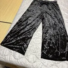 GU クラッシュベロア ワイドパンツ ブラック L