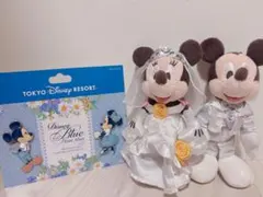 ミッキー・ミニー ウェディングぬいぐるみセット　ピンバッジ付き