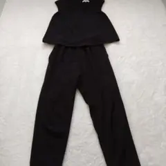 夏服値下げ半額　INDIVI ブラックノースリーブ ワンピース風ズボンセット