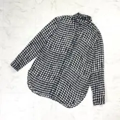 美品 セオリー ドット柄シアーシャツ 長袖 ブラック サイズS*LD86