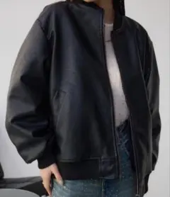 リバーシブルフェイクレザーブルゾン