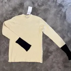 リブ編みニットセーター アイボリー×黒　ディスコート