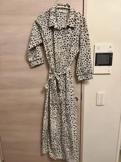 ROYAL PARTY レオパード七分袖ロングシャツワンピース