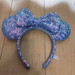 ミッキー耳型カチューシャ 青色 スパンコール