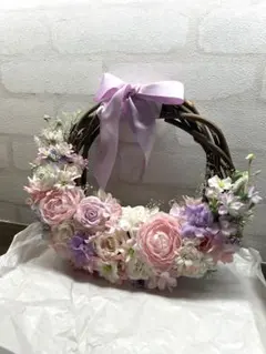 ☆ ウェディングのリースブーケ、ヘッドドレス、ブートニアのセット