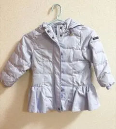 美品　プティマイン　ダウンコート　フーディー　100センチ　ライトブルー