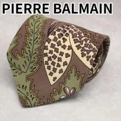 PIERRE BALMAIN ネクタイ ボタニカル リーフ柄 イタリア グリーン