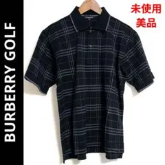 未使用 ✨️ BURBERRY ポロシャツ ゴルフウェア M 黒✕灰ノバチェック