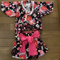ベビー甚平 花柄 ミニー　80cm