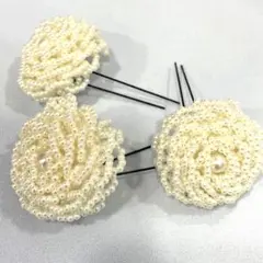 花嫁　髪飾り　パールの髪飾り３点セット