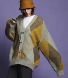 MAISON　SPECIAL　アーガイルVネックカーディガン　LL