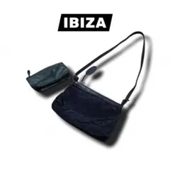 【IBIZA】美品 イビザ レザー×ナイロン ショルダーバッグ ポーチ(おまけ)