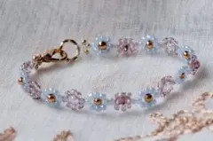 ブルー×紫　ビーズブレスレット