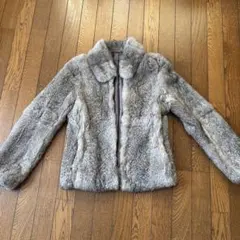グレー ラビットファーコート