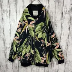 【ZARA】ボタニカル柄☆ブルゾン☆総柄☆S〜M☆黒　緑