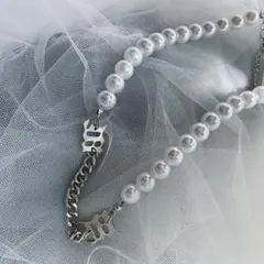 パール ネックレス メンズ レディース ストリート シルバー BTS rn054