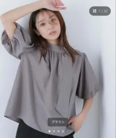 超美品 アーバンリサーチロッソ 半袖リネンライクブラウス サイズ 
