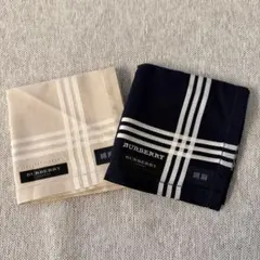 バーバリー　ハンカチ　綿麻　ロゴ　刺繍　2枚のサムネイル