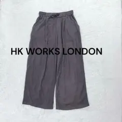 エイチケーワークスロンドン◆とろみワイドパンツ L チャコールグレー ゆったり♪