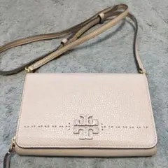 最終価格〈極美品〉Tory Burch ショルダーウォレット ピンクベージュ