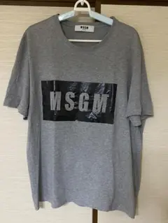 MSGM グレー ロゴプリント Tシャツ L