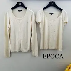 エポカ　アンサンブル　フリル　EPOCA　カーディガン　キャミソール　シルク混 moment+ アンサンブル フロントリボンフリルレースカーディガン+