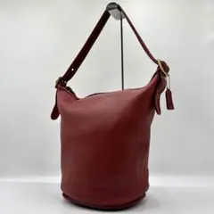 OLD COACH ショルダーバッグ 肩掛け 巾着 レザー ベルト 赤 9984