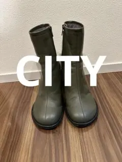 美品‼️CITY オリーブグリーン レザー ショートブーツ　サイズ2