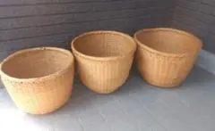 レトロ竹製籠3個セット