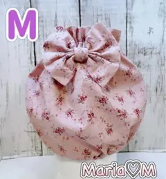 No.730 Mサイズ　リボン付スヌード❤︎くすみピンク　花柄　姫系❤︎