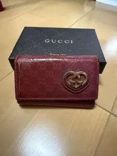 美品 グッチGUCCI 6連キーケース GGパターン ハート型マイクロ