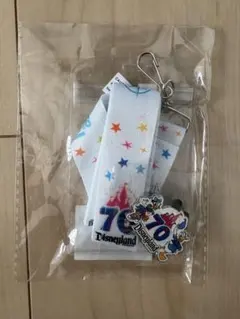 【新品未開封】ディズニーランドカリフォルニア 70周年ストラップ&ピンバッジ