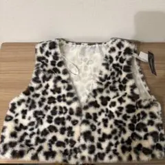 【新品未使用】ヒョウ柄ファー ノースリーブジャケット