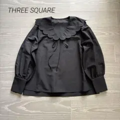 【極美品✴︎】THREE SQUARE スカラップカラーブラウス ブラック
