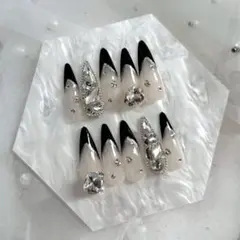 現品ネイルチップ　ワンホン　韓国　スナ系　量産型　フレンチ　ギャル　ロング