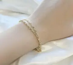 2連チェーンブレスレット　ゴールド
