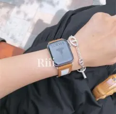 Apple Watch 本革　白ステッチ 38/40/41 キャメル