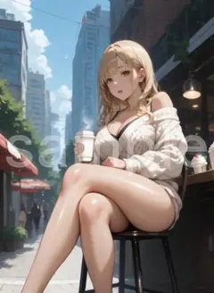 ong1　AI 美女 A4 ポスター 光沢紙 フェチ セクシー ニット 太もも