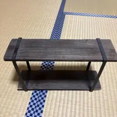 木製ダークブラウン2段ラック