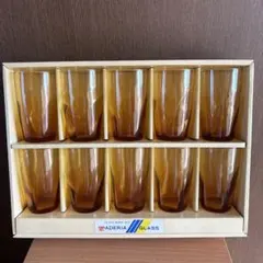 アデリア 飴色ガラス グラス 10客 昭和レトロ
