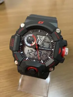Dashアナデジ腕時計 ブラック×レッドADWW16035 電池交換稼働中