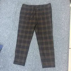チェック柄スリムフィットパンツ XL