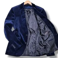 美品 ZARA MAN ネイビー ベルベット テーラードジャケット ベロア ザラ