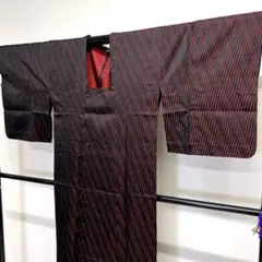 雨コート　道行コート　小大丸　斜め縞　身丈132　裄64.5　着物　063tz