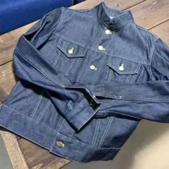 デニムジャケット ブルー s程度 立ち襟 美品 ジージャン ネイビー