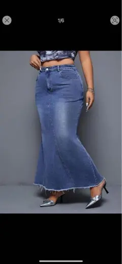 デニムロングスカート マーメイド 大きいサイズ