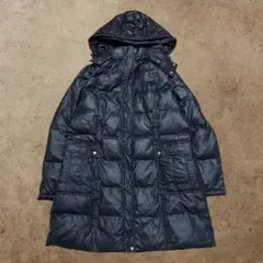 ダウンジャケット アウター ロング丈 フード付き ブラック 防寒 冬