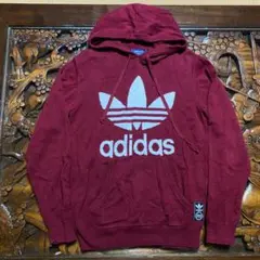 ニットパーカー　ビッグロゴ　adidas 綿100% アディダス パーカー