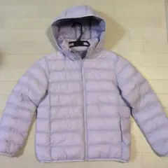 薄紫 フード付きダウンコート